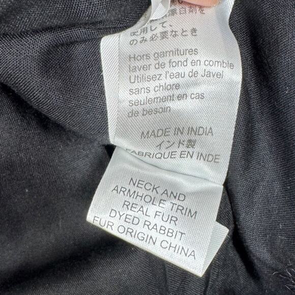 Christophe Sauvat Embroidered Vest Large Rabbit Fur Trim Boho Luxe Brown Blue - Picture 8 of 10